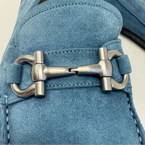 SALVATORE FERRAGAMO | Blue Suede Loafers Men’s Size 13 with Dust Bag main image 5